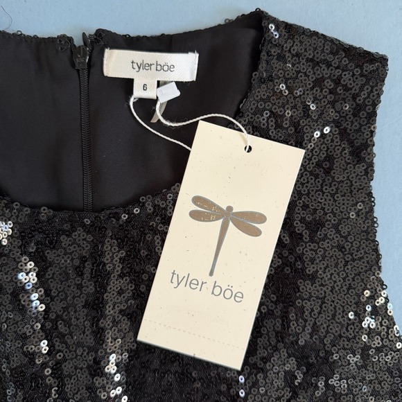 NWT Tyler Boe Bella Sequin Ostrich Feather Trim Black Tank Top - Picture 5 of 6